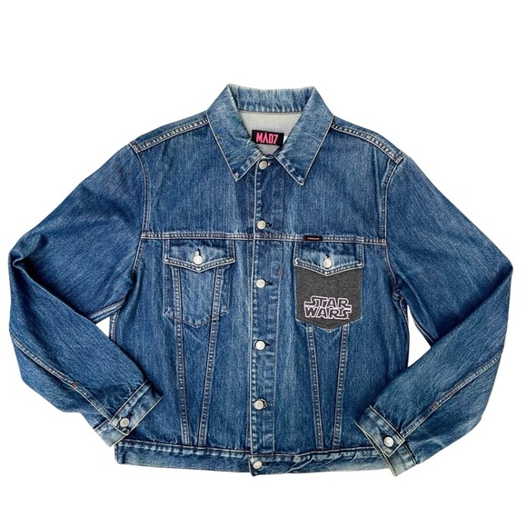 Star Wars Stormtrooper Denim Jacket Upcycled Geek Boxy Plus Size 16 Slowfashion - Picture 8 of 15